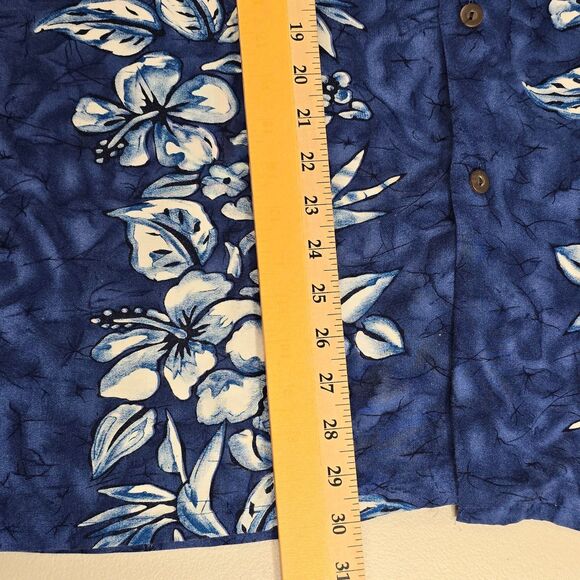 Hawaiian Rayon Shirt Mens XL Blue Aloha Floral Pineapple Connection - Picture 9 of 12